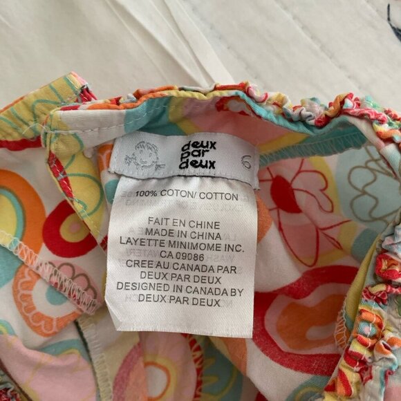 Deux Par Deux Girls Floral Geometric Dress Size 6 Short Sleeve Cotton - Picture 9 of 10